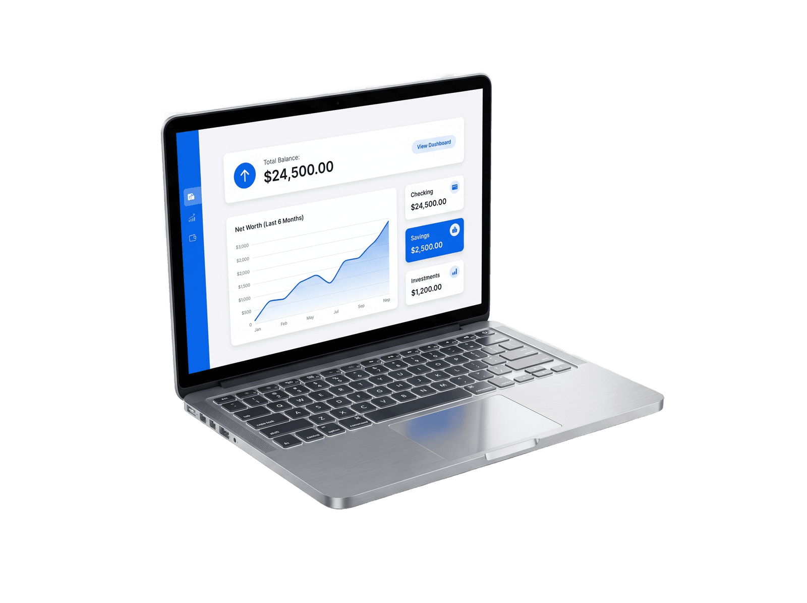Laptop mit Finanzmanager-App